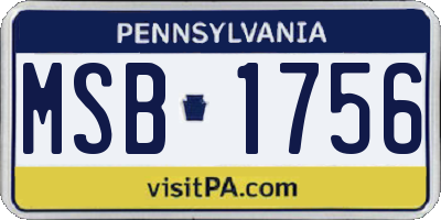PA license plate MSB1756