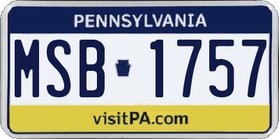 PA license plate MSB1757