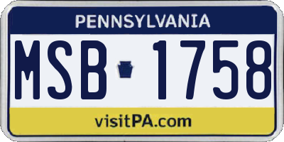 PA license plate MSB1758