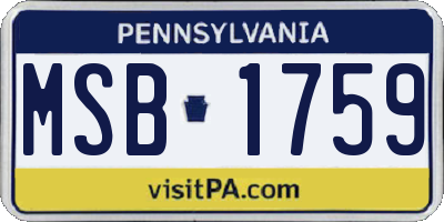 PA license plate MSB1759