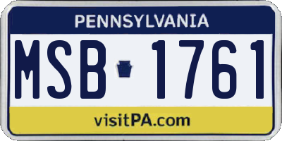PA license plate MSB1761