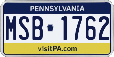 PA license plate MSB1762