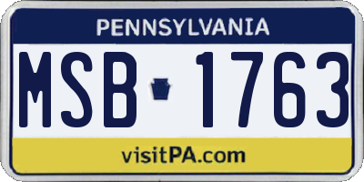 PA license plate MSB1763