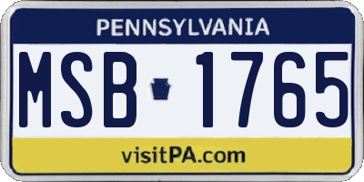 PA license plate MSB1765