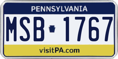 PA license plate MSB1767