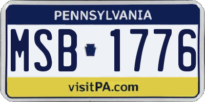 PA license plate MSB1776