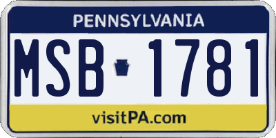 PA license plate MSB1781