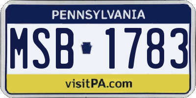 PA license plate MSB1783