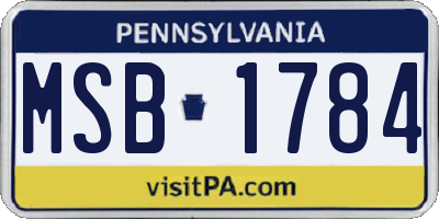 PA license plate MSB1784