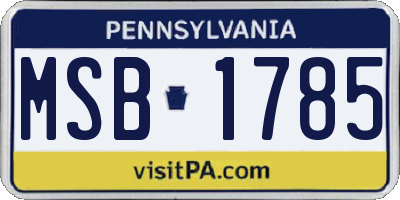 PA license plate MSB1785
