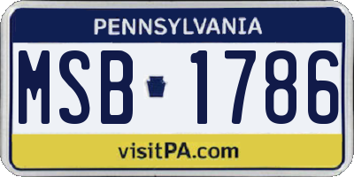 PA license plate MSB1786