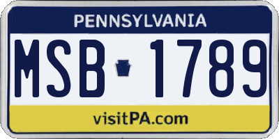 PA license plate MSB1789