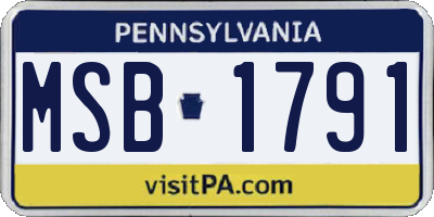 PA license plate MSB1791