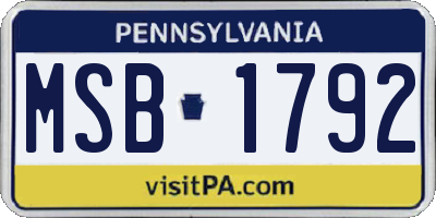 PA license plate MSB1792