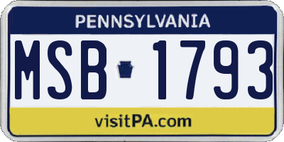 PA license plate MSB1793
