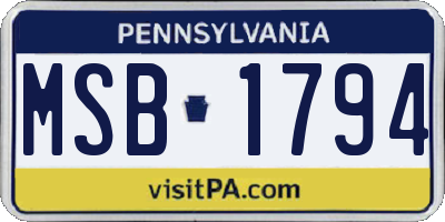 PA license plate MSB1794