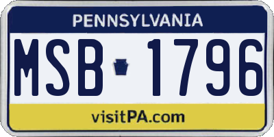 PA license plate MSB1796