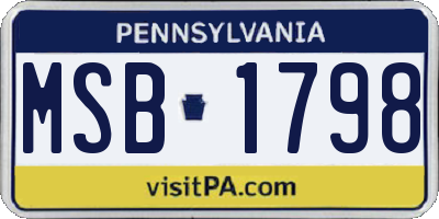 PA license plate MSB1798