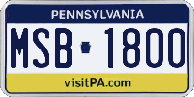 PA license plate MSB1800
