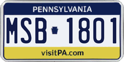 PA license plate MSB1801
