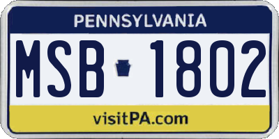 PA license plate MSB1802