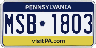 PA license plate MSB1803