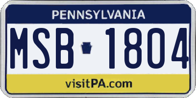 PA license plate MSB1804