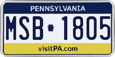 PA license plate MSB1805