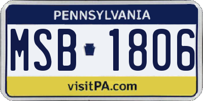 PA license plate MSB1806