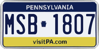 PA license plate MSB1807