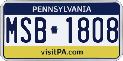 PA license plate MSB1808
