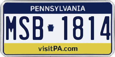 PA license plate MSB1814