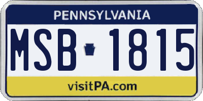 PA license plate MSB1815