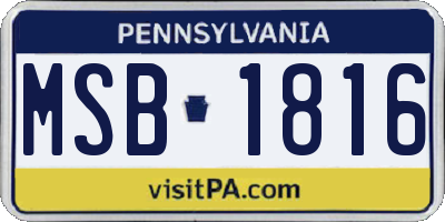 PA license plate MSB1816