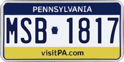 PA license plate MSB1817