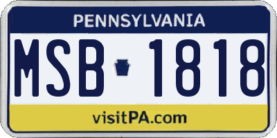 PA license plate MSB1818