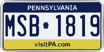 PA license plate MSB1819