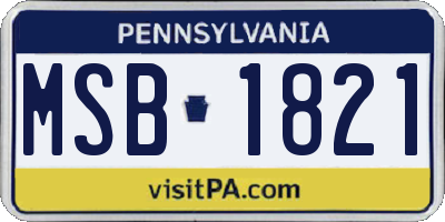 PA license plate MSB1821