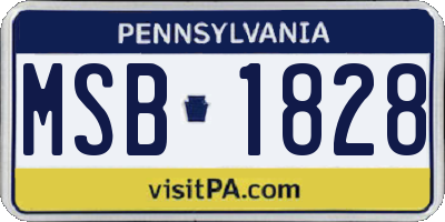 PA license plate MSB1828
