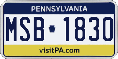 PA license plate MSB1830