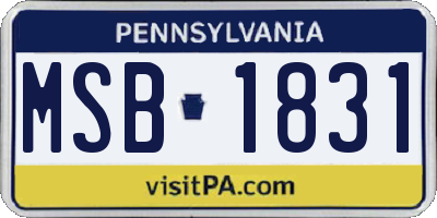 PA license plate MSB1831