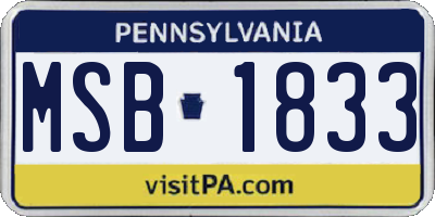 PA license plate MSB1833