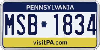 PA license plate MSB1834