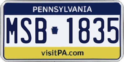 PA license plate MSB1835