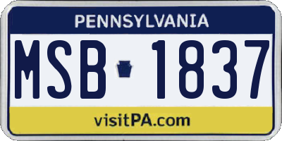 PA license plate MSB1837