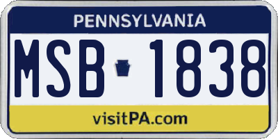 PA license plate MSB1838