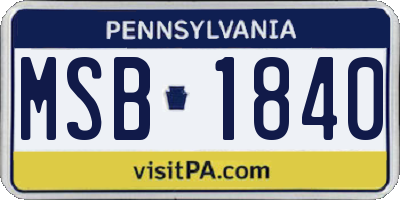 PA license plate MSB1840