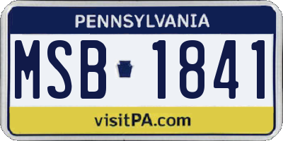 PA license plate MSB1841