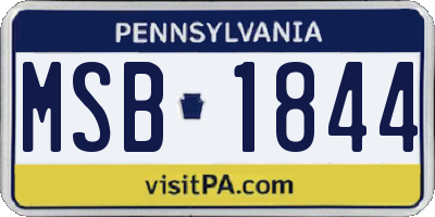 PA license plate MSB1844