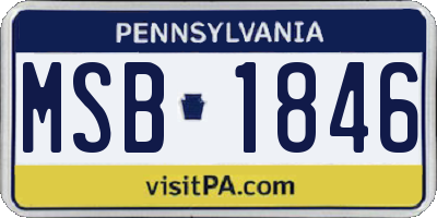 PA license plate MSB1846